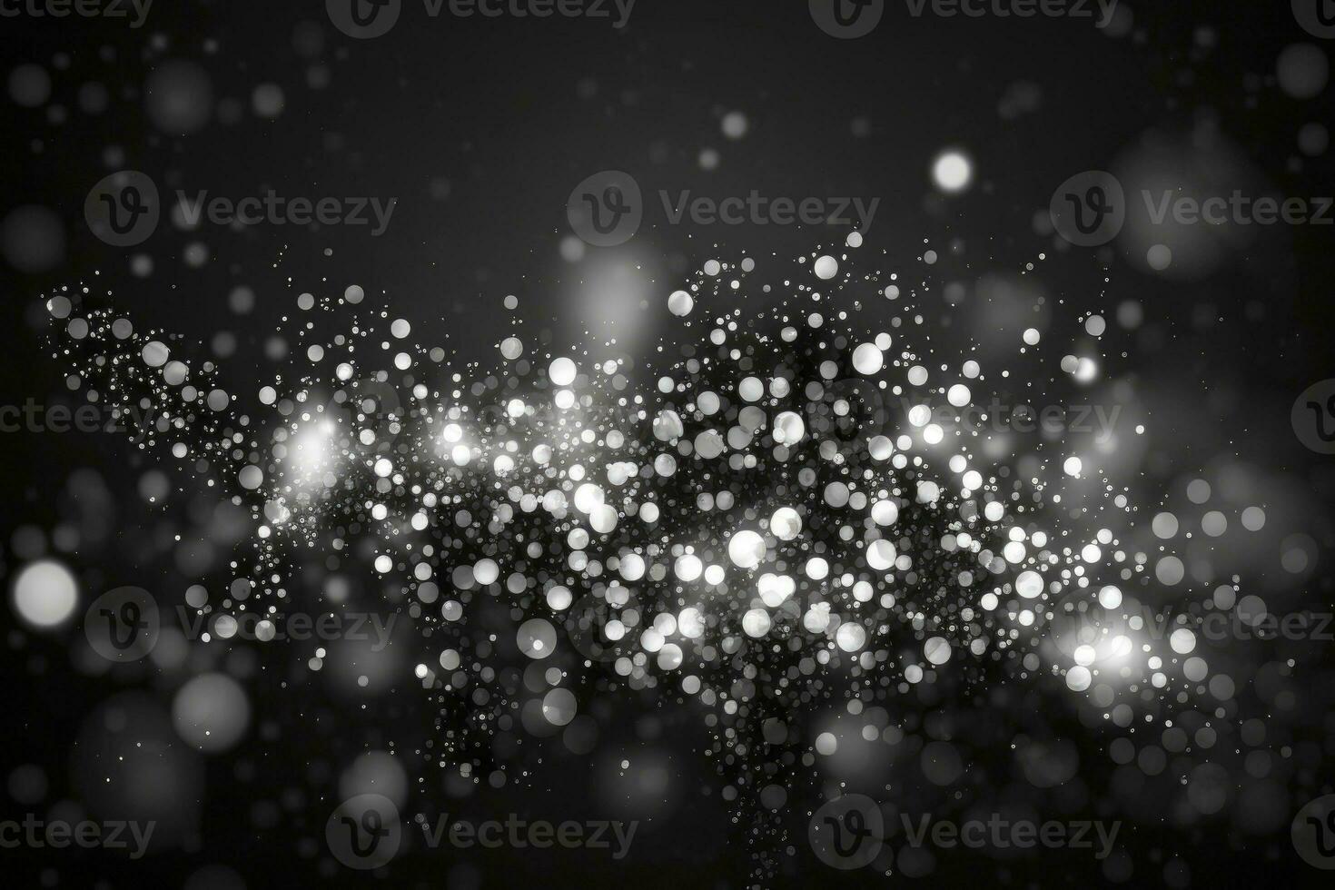 Bokeh grey. Defocused abstract dark grey lights background, bokeh lights , concept. Grey texture. Black and silver glow particle abstract background. Generative AI photo