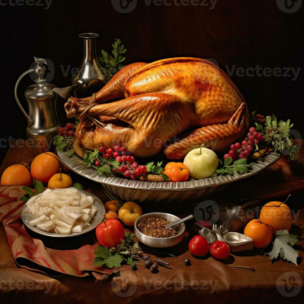 Thanksgiving turkey meat background high quality ai generated image photo