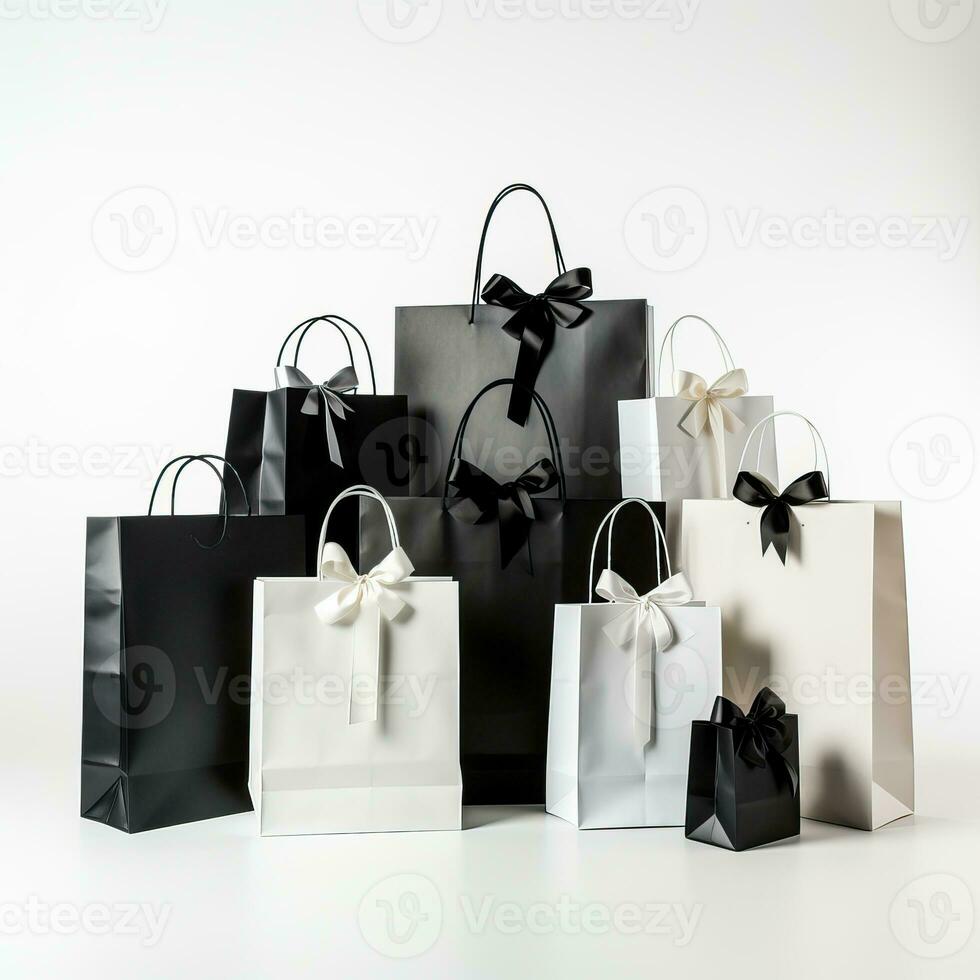 Black Friday with white background, shopping cart and gift box high quality ai generated image photo