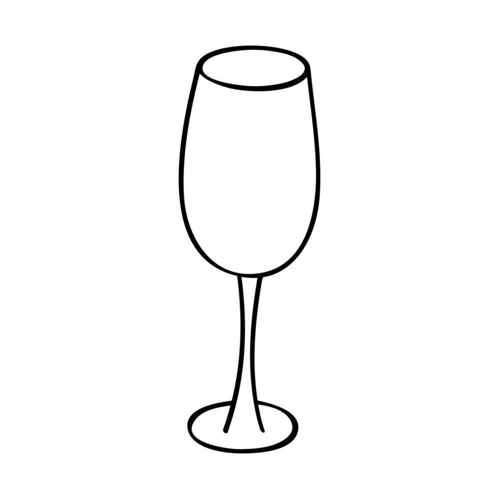 mano dibujado vino vaso ilustración. alcohol bebida clipart en garabatear estilo. soltero elemento para diseño vector