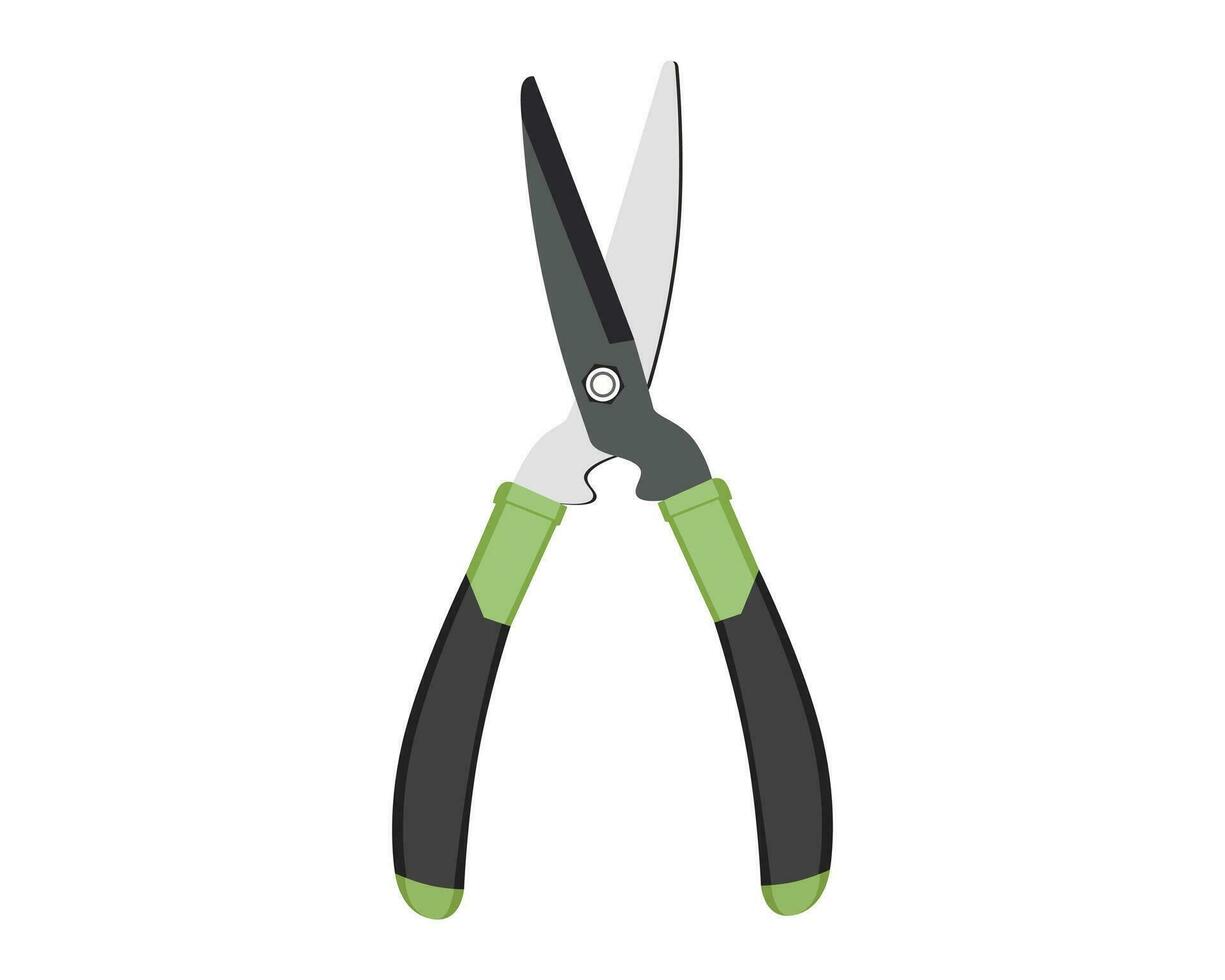Vector Illustration of Pruning Shears, Garden Tools Flower Scissors isolated on white background. Gardening hand tools