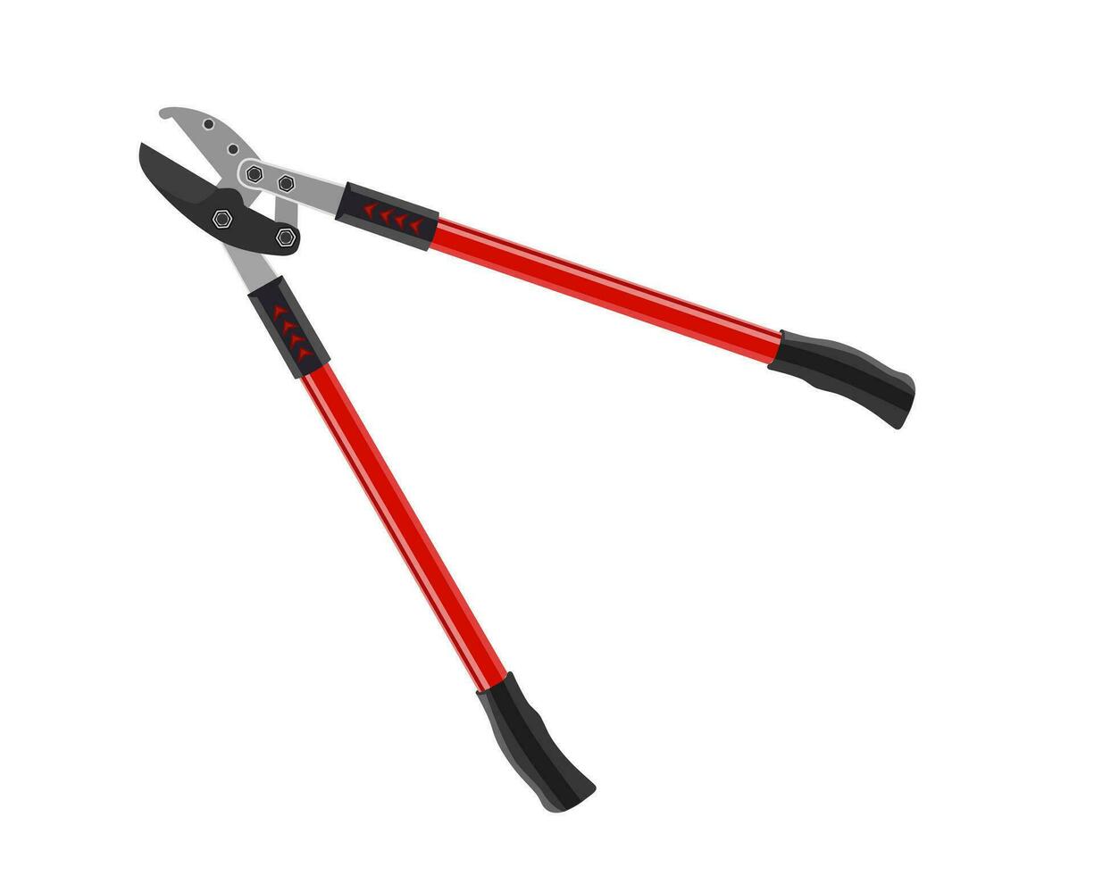 Vector Illustration of Pruning Shears, Garden Tools Flower Scissors isolated on white background. Gardening hand tools