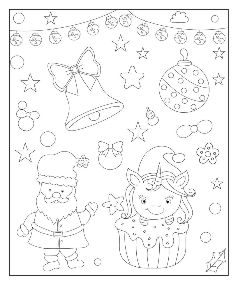 colorante página de un decorado Navidad árbol con regalos. vector negro y blanco ilustración en blanco antecedentes.