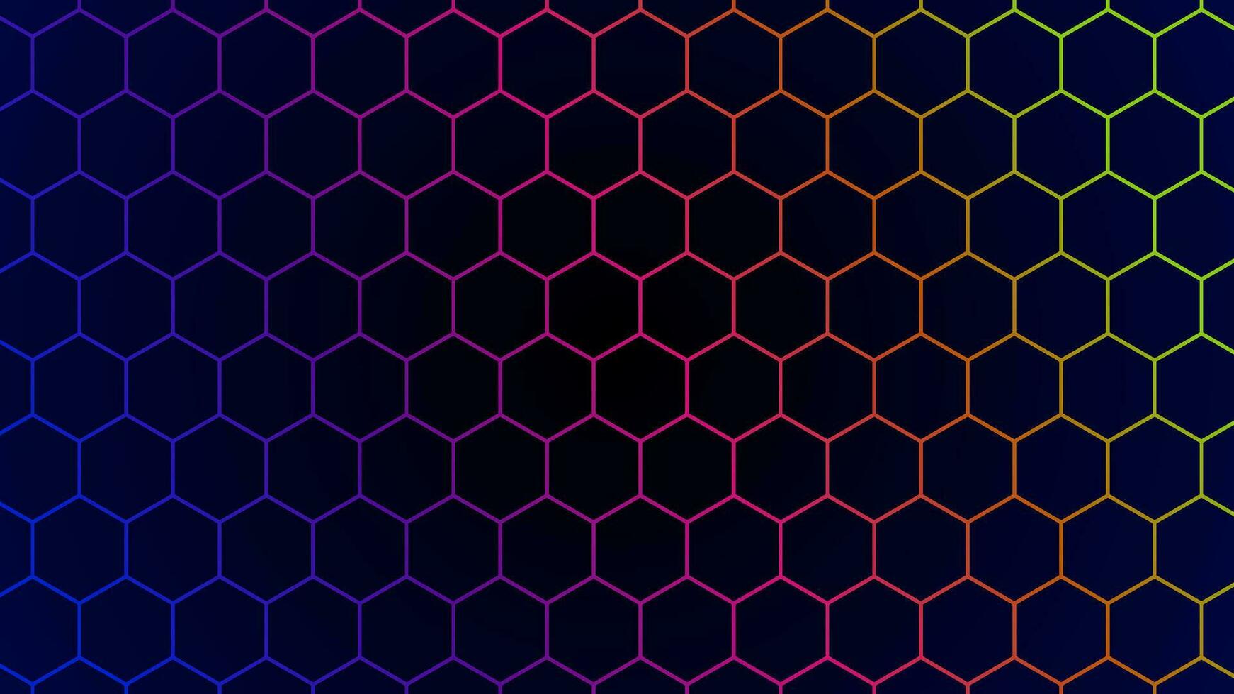 abstract hexagon colorful with dark background vector