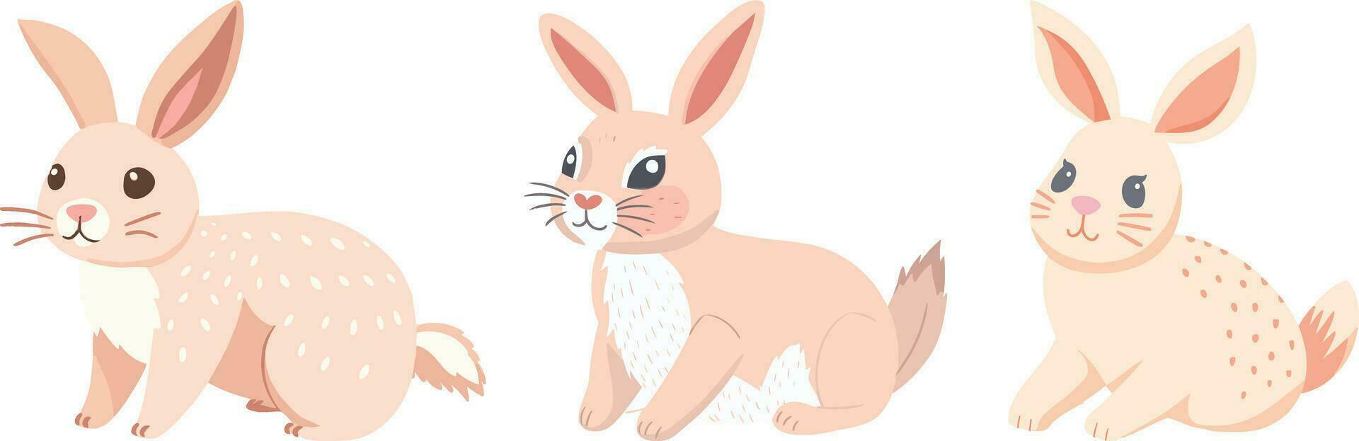 Cute rabbit, vector flat hand drawn illustration , white background , isolated