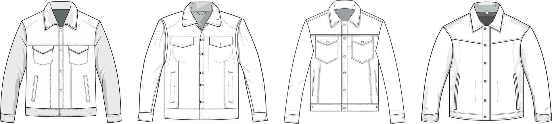 modelo chaqueta Bosquejo, vector ilustración plano diseño contorno