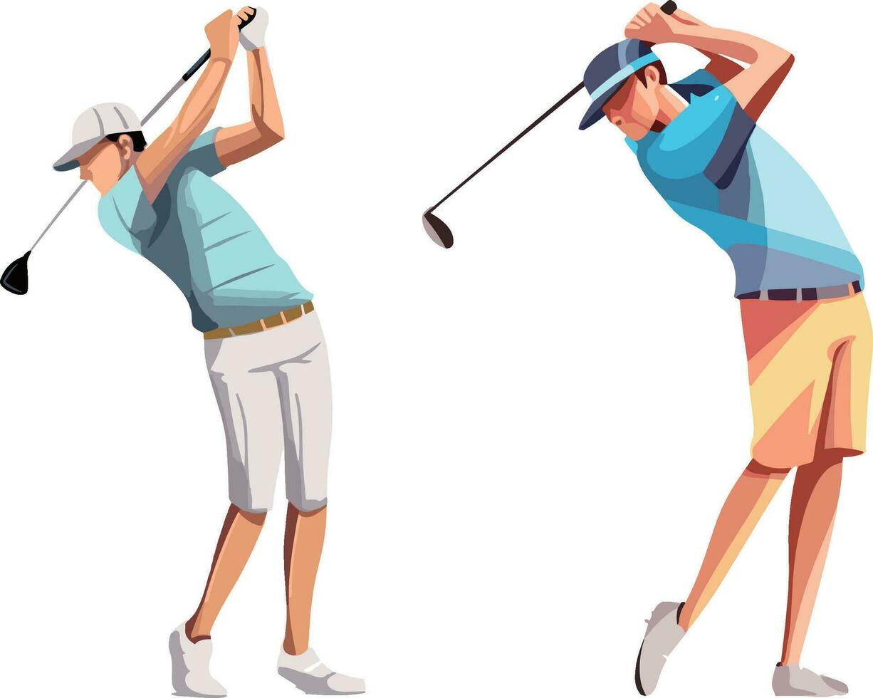 Vector people playing golf golfer characters