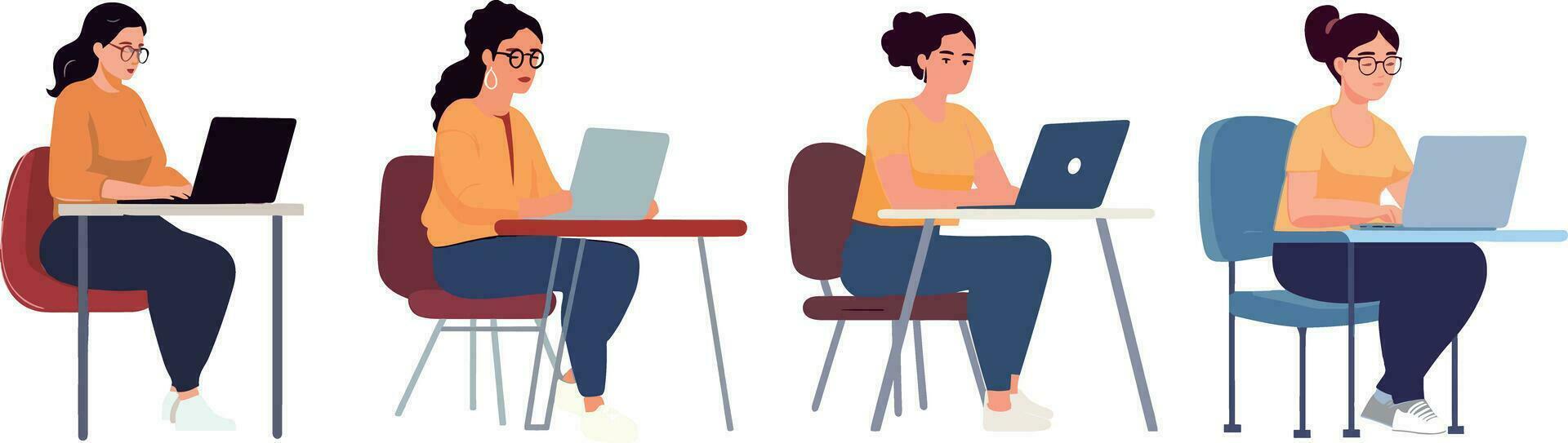 Freelance people. Freelance workers at work. Freelance and remote work. vector