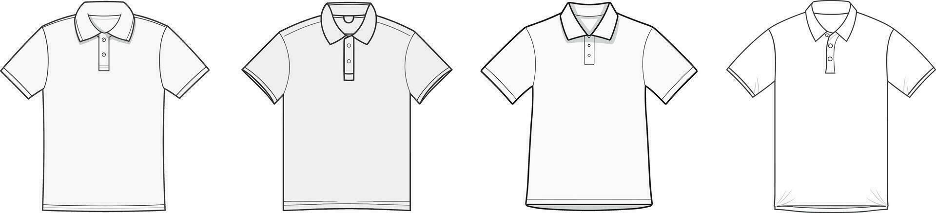 template shirt mockup, vector illustration flat design outline, isolated, white background