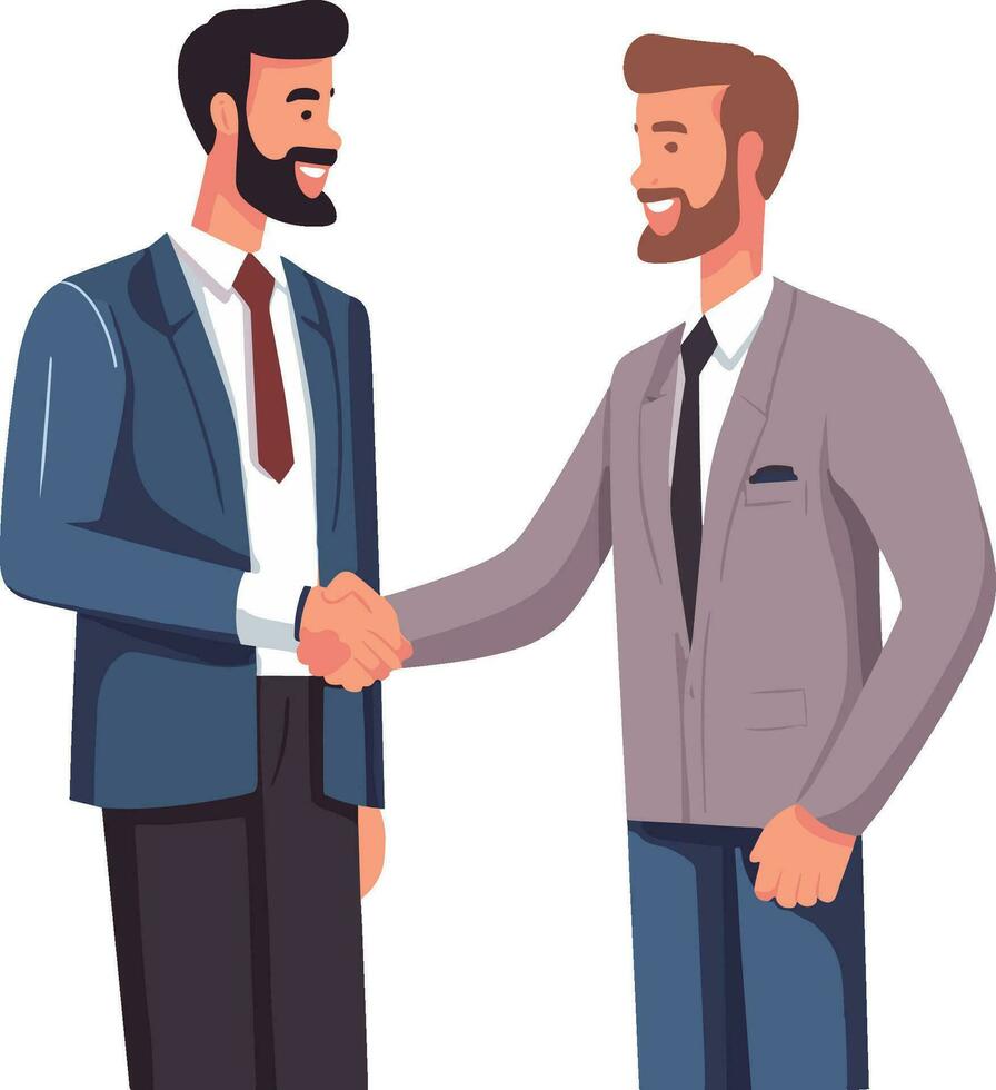 Business people shaking hands. Handshake of two men in business suits. Vector illustration