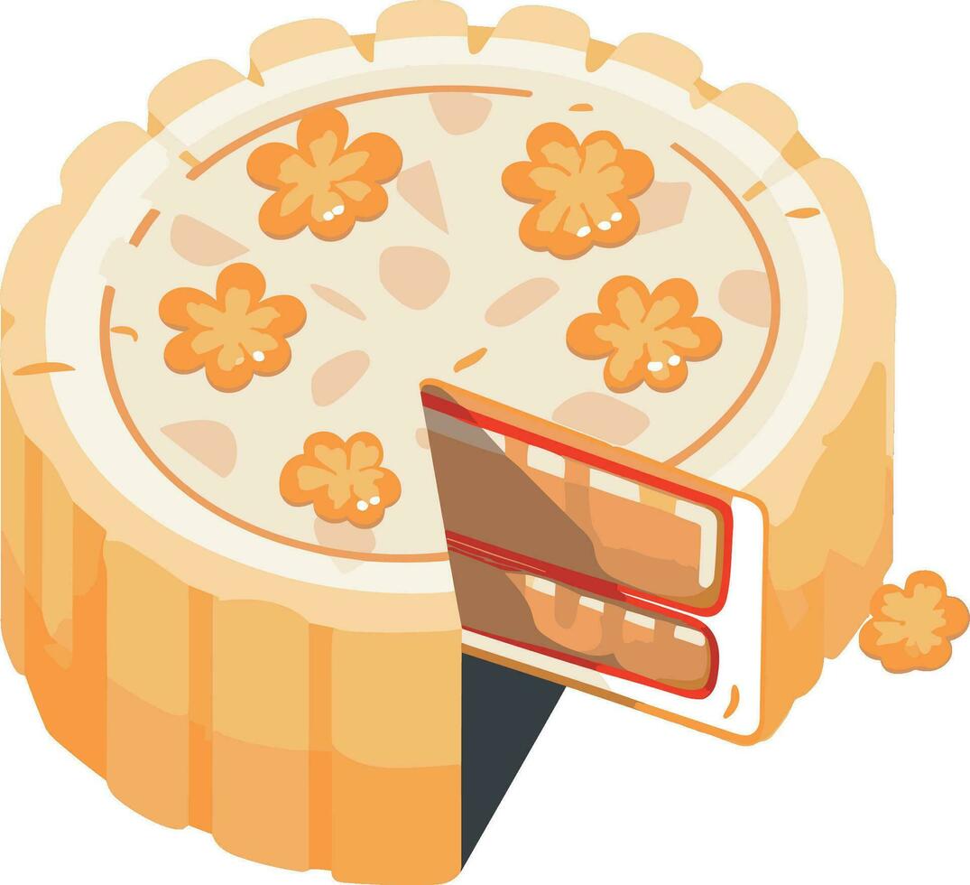 vector moon cake isolated on white background