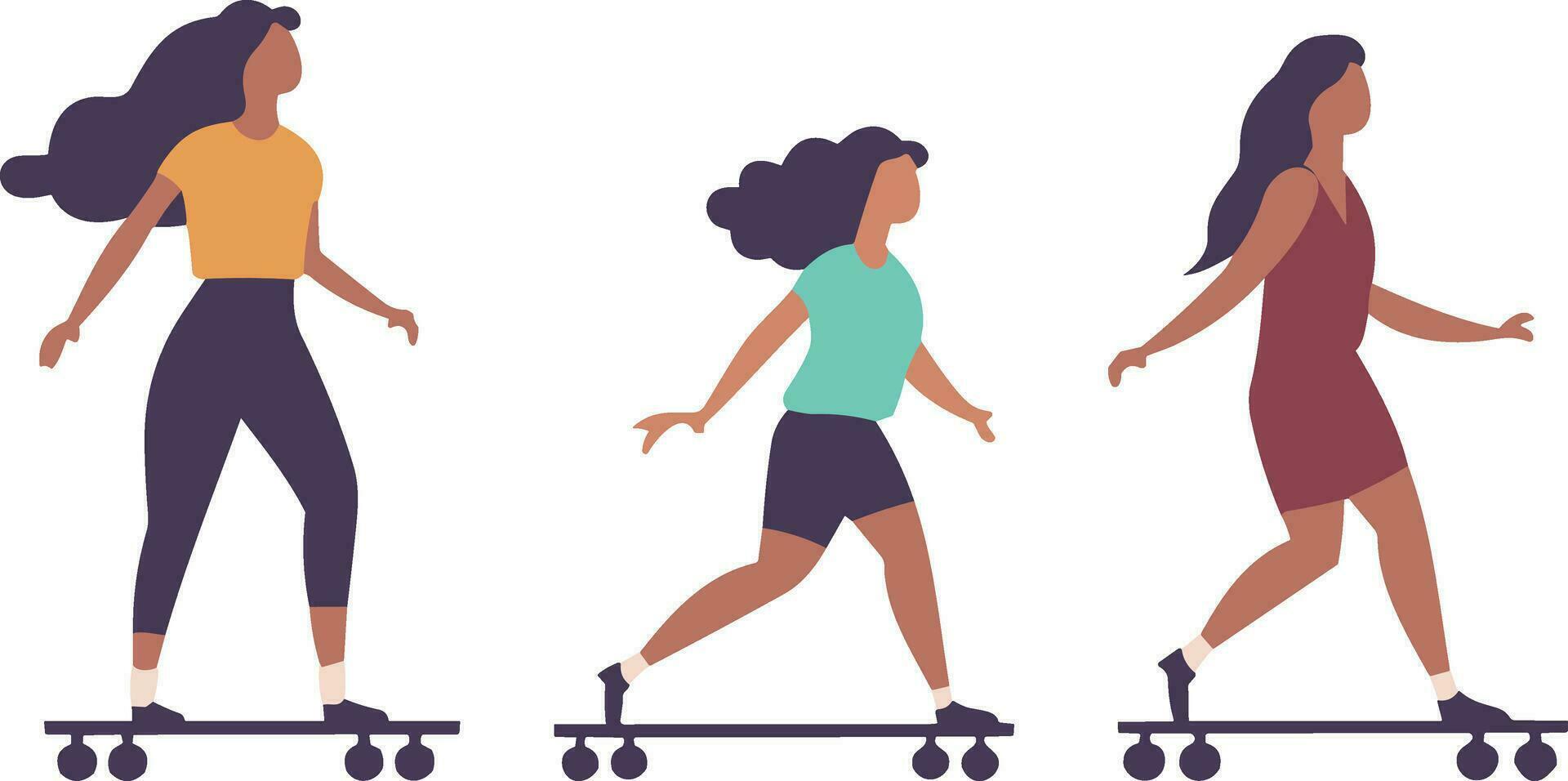 skateboard girls vector