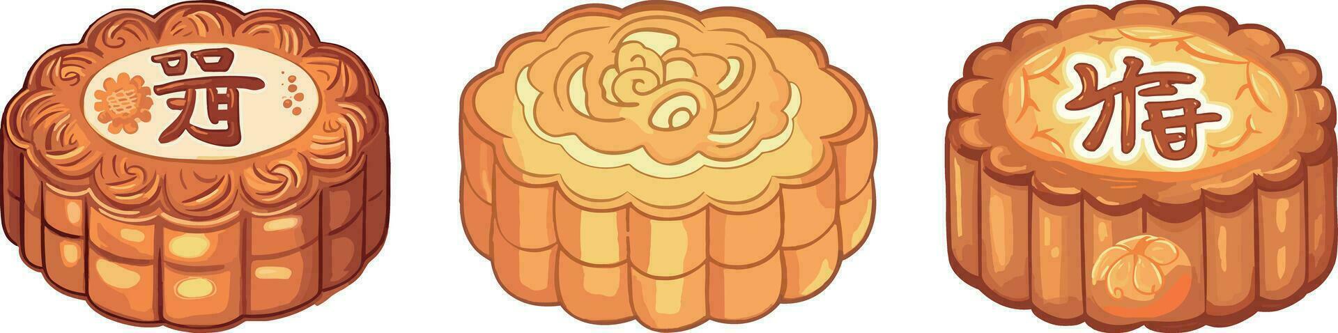 Vector delicious cantonese mooncake illustration