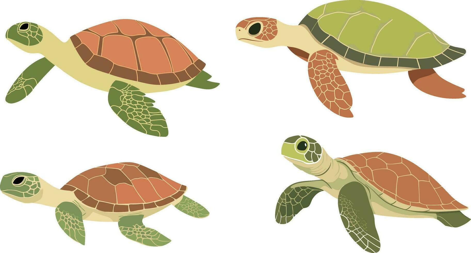 Tortuga reptil ilustración nadando en el mar sencillo mano dibujado estilo ilustración vector