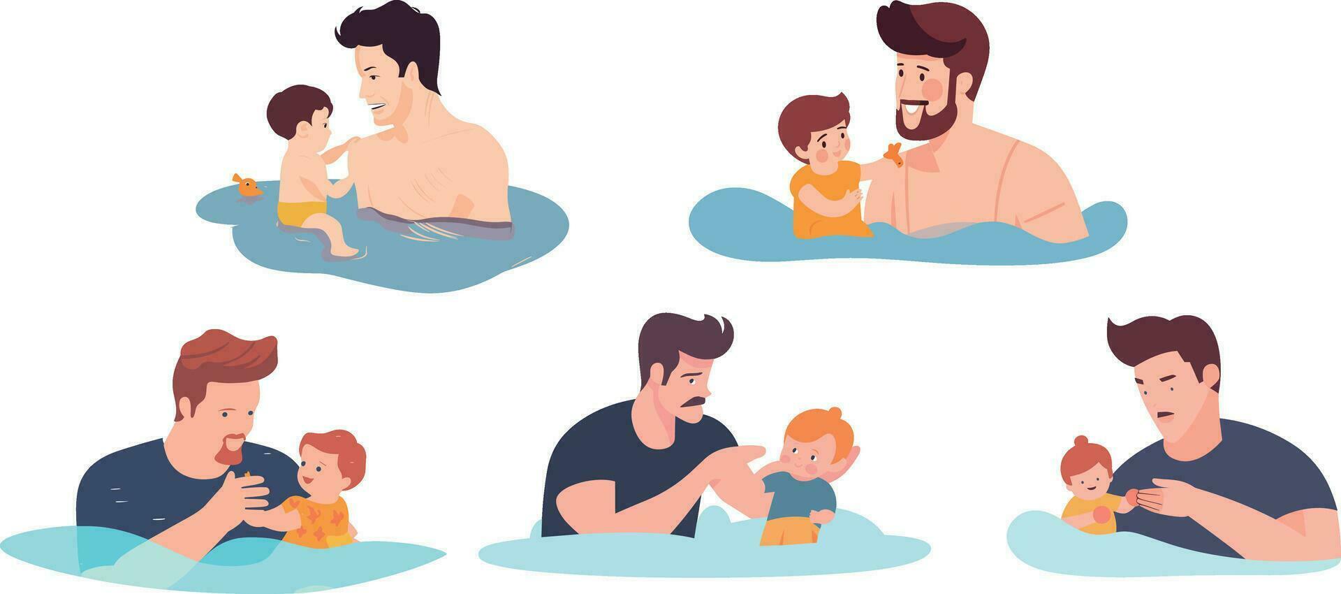 Fathers day. Happy family. Vector illustration in cartoon style.