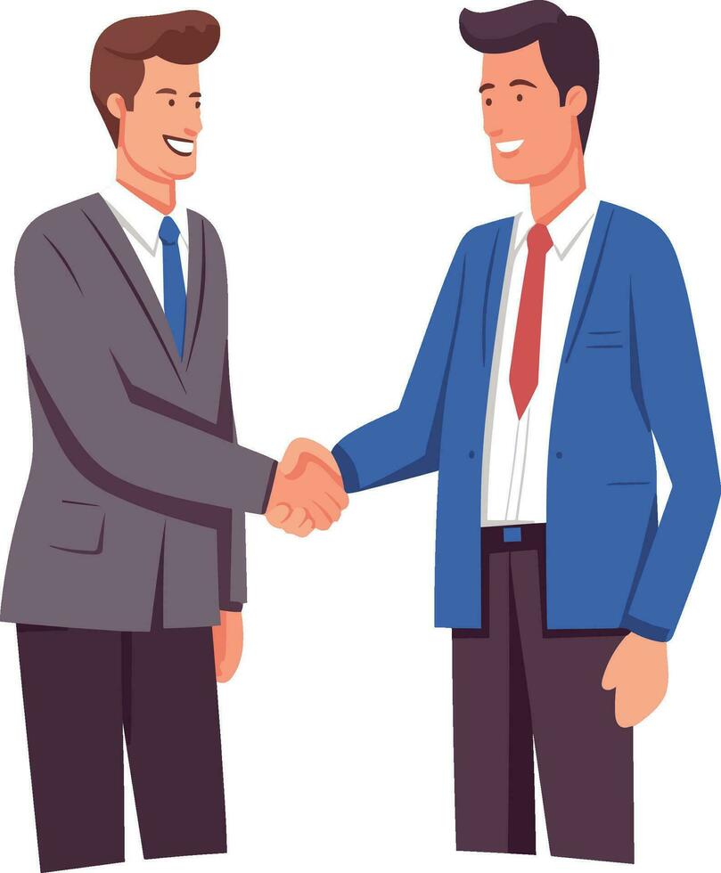 Business people shaking hands. Handshake of two men in business suits. Vector illustration