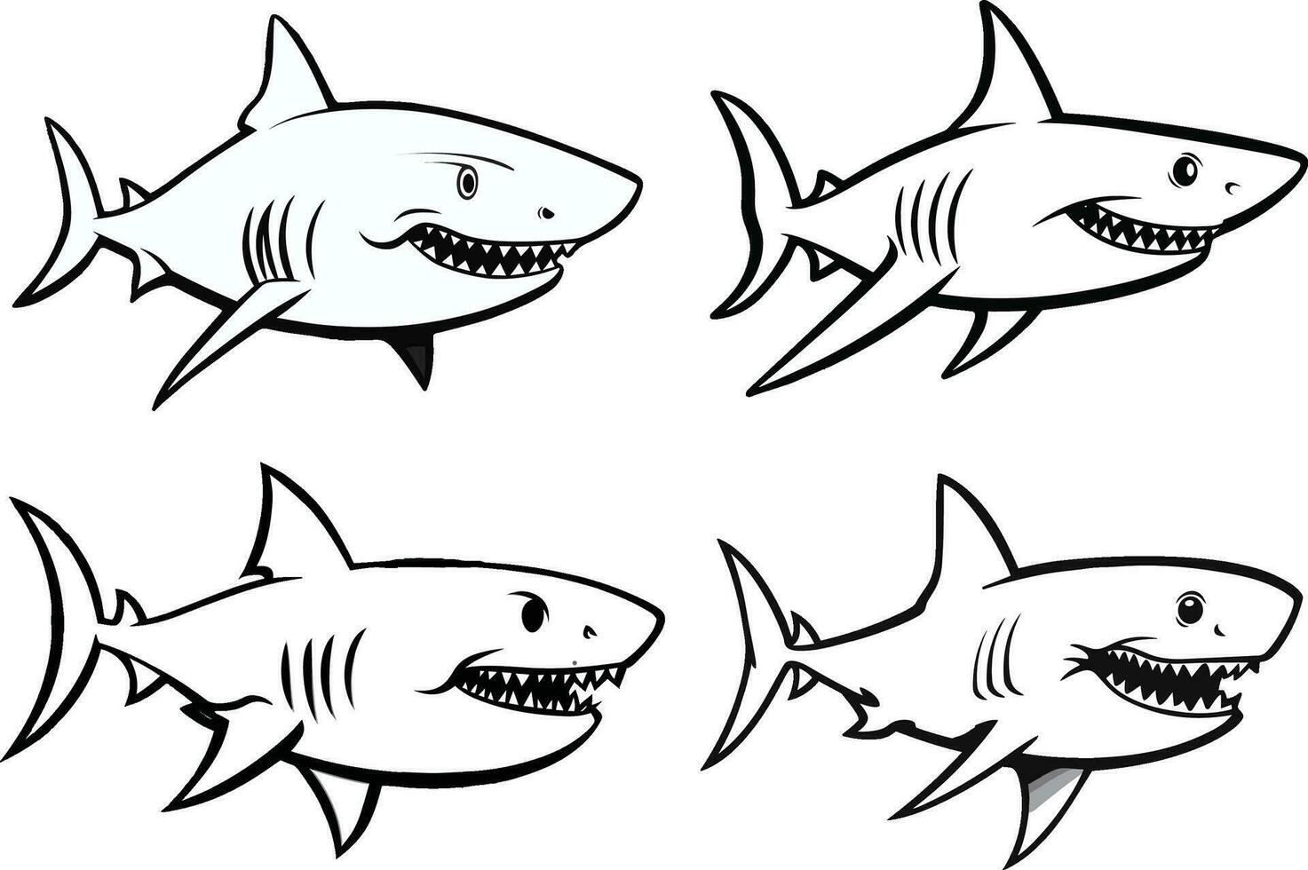 tiburón contorno bosquejo, blanco antecedentes , aislado , ilustración mínimo flipart vector estilo