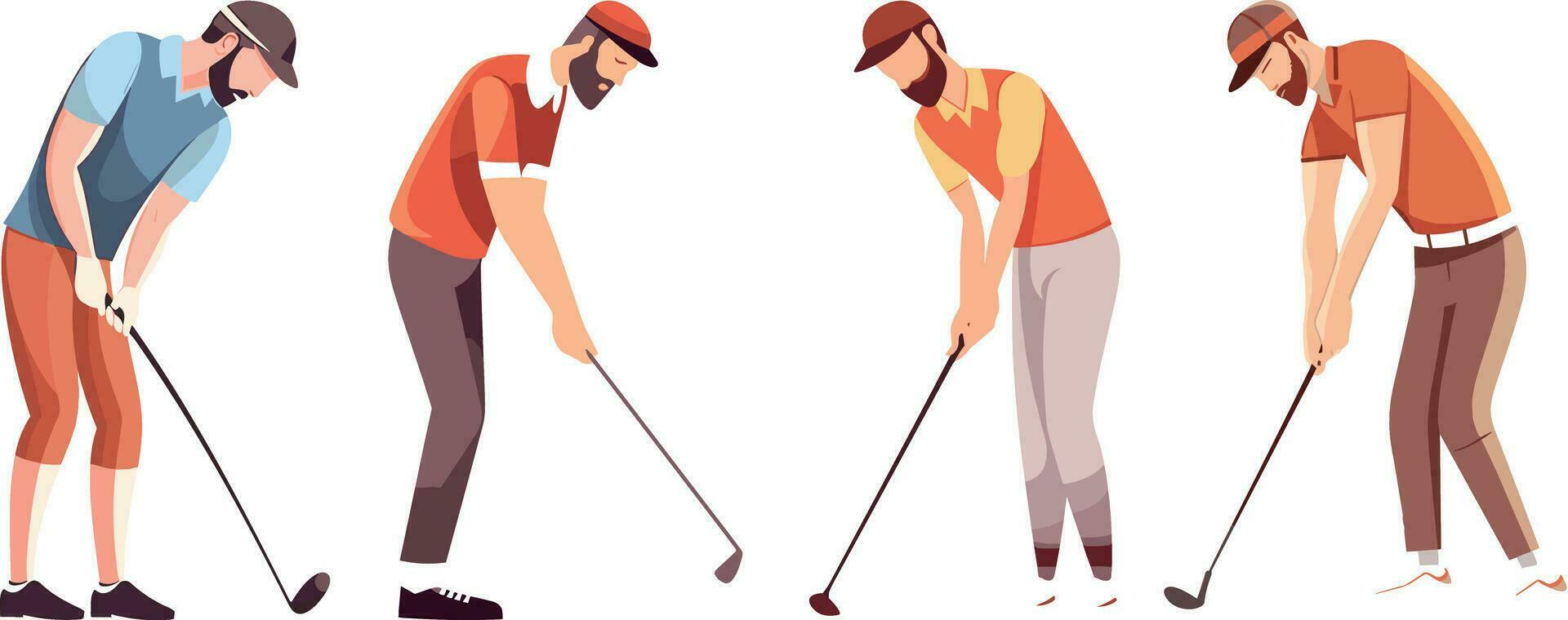 Vector people playing golf golfer characters