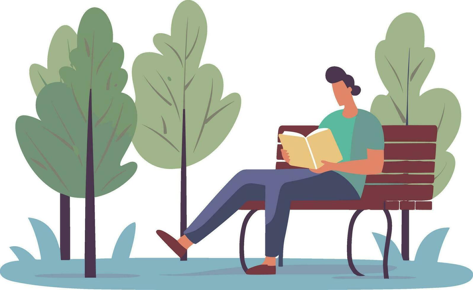man reading outdoor vector