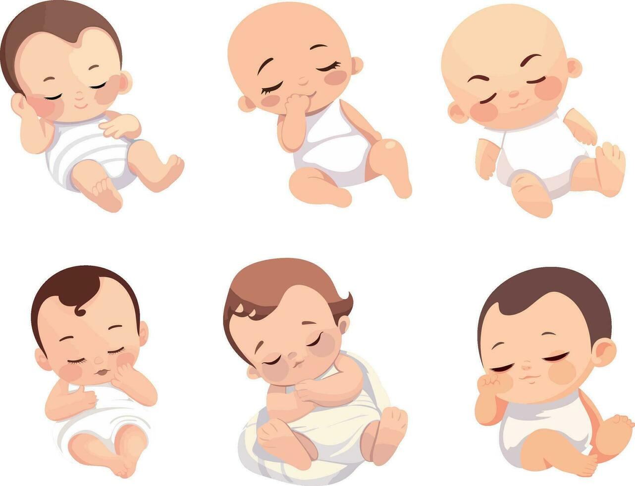 a baby sleeping, white background , isolated , illustration minimal clipart vector style