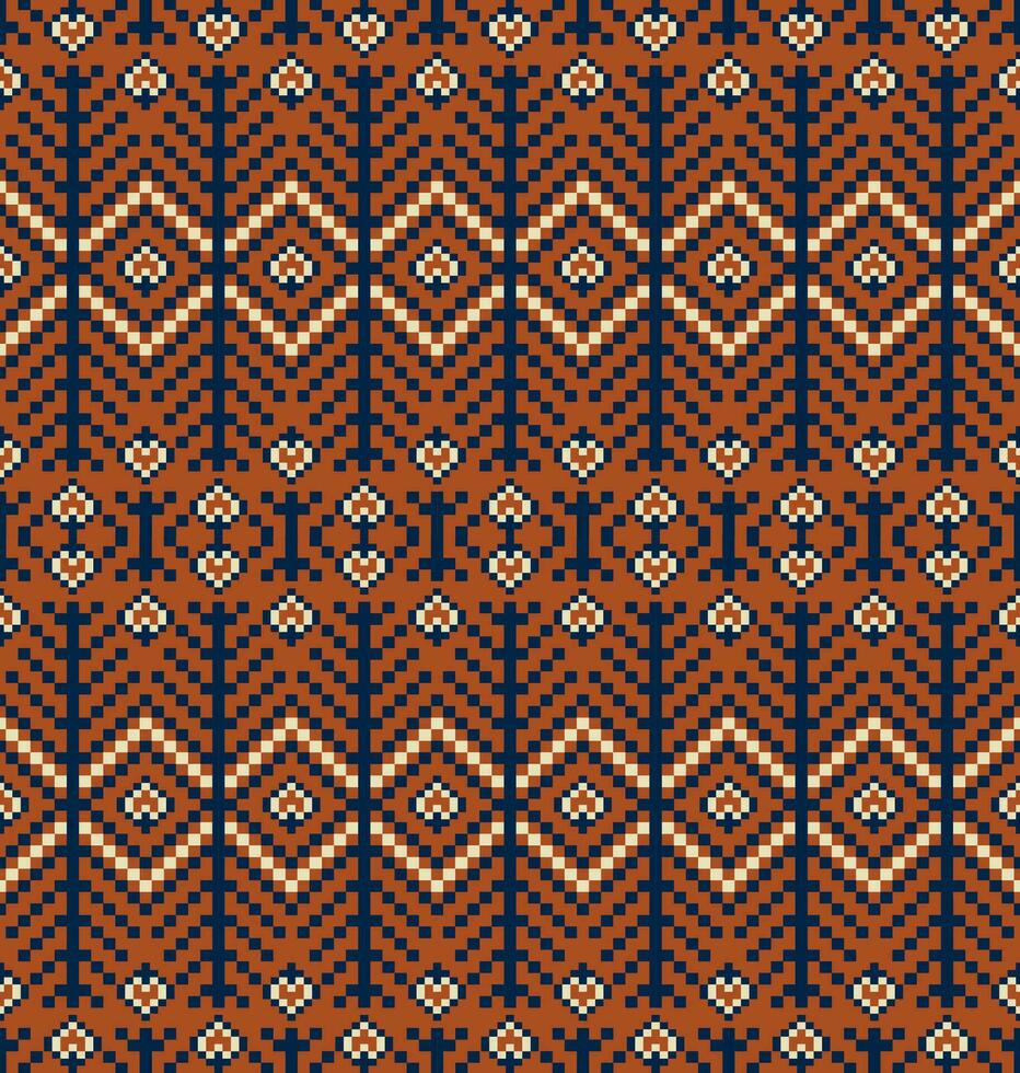 azteca kilim tradicional geométrico modelo. bordado geométrico floral forma sin costura modelo. vistoso étnico píxel modelo utilizar para tela, textil, hogar decoración elementos, tapicería, etc. vector