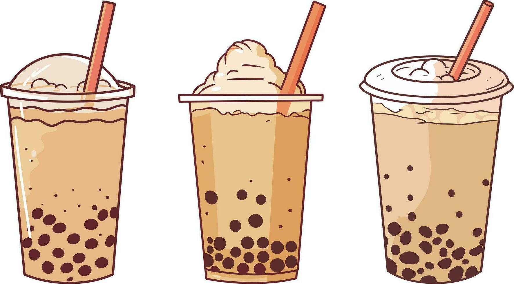 Colored Wood Block Style Nai Cha Milk Tea Chinese Traditional Food vector