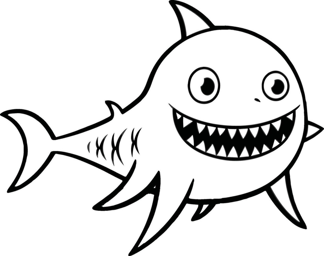 shark outline sketch, white background , isolated , illustration minimal flipart vector style