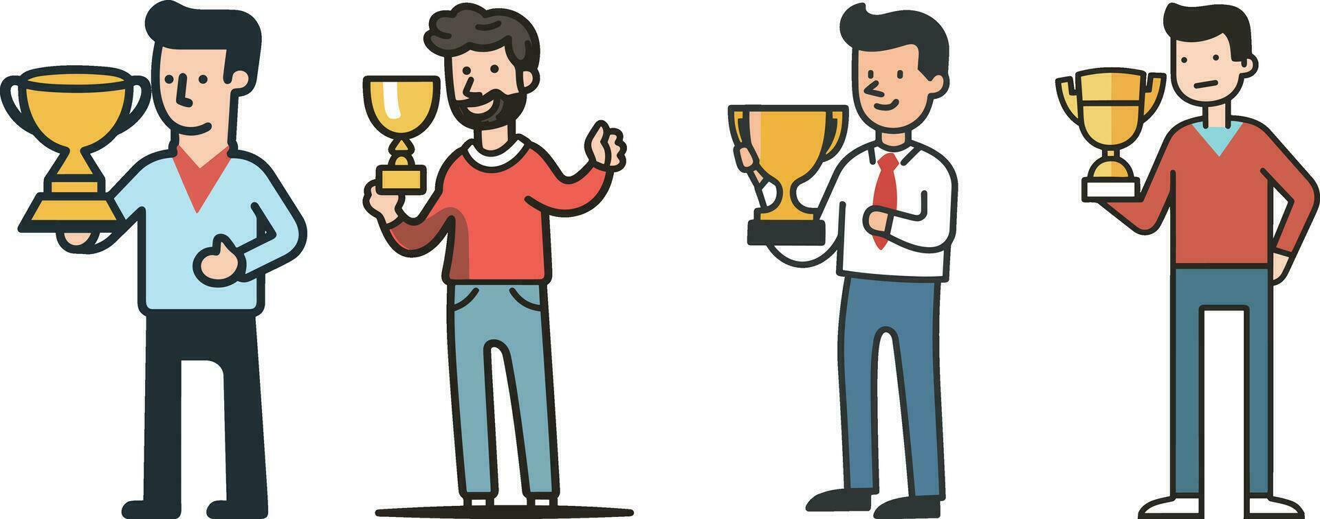 Businessman holding trophy. Flat style vector illustration.