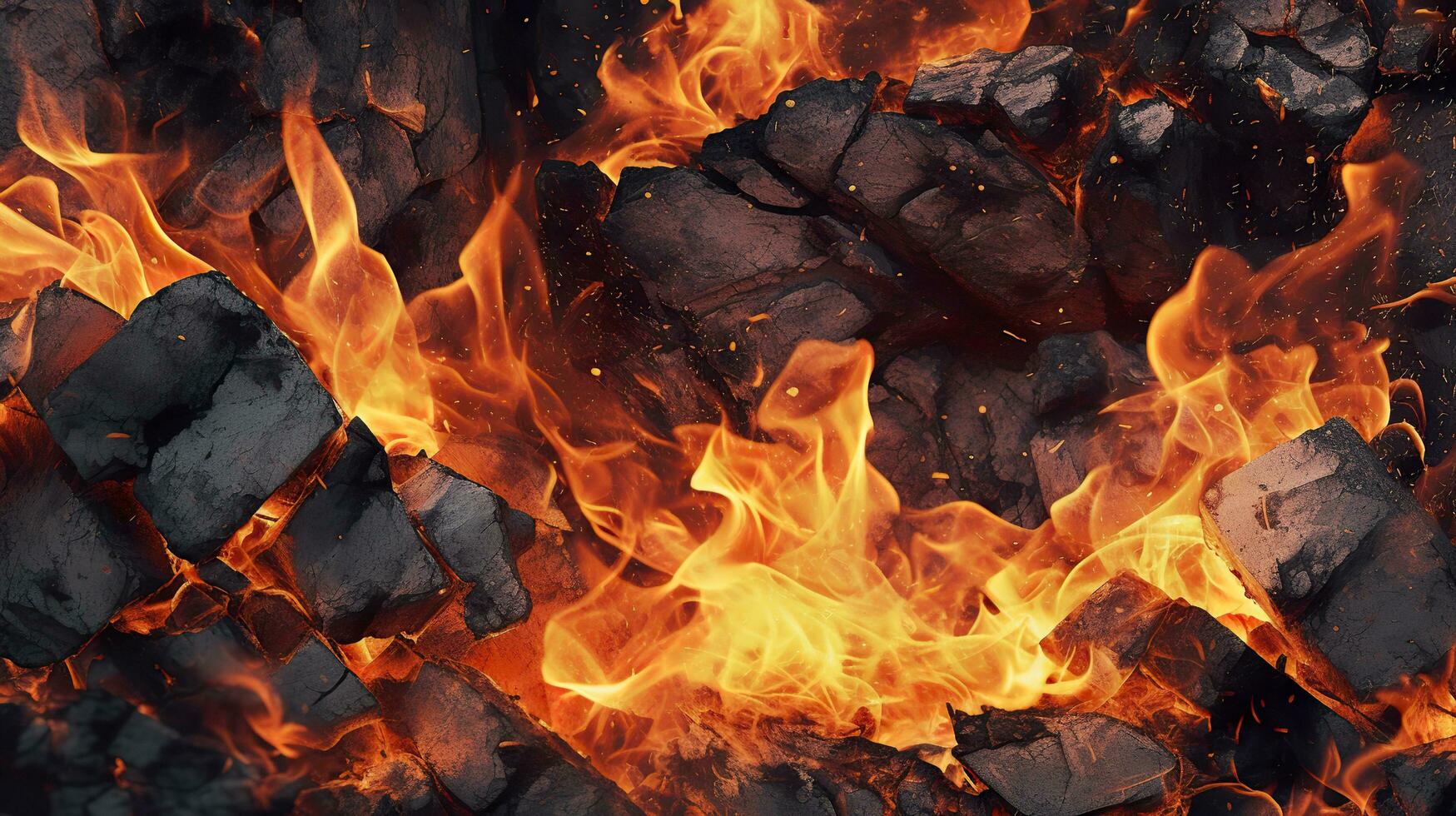 Burning coals from a fire abstract background. AI Generative photo