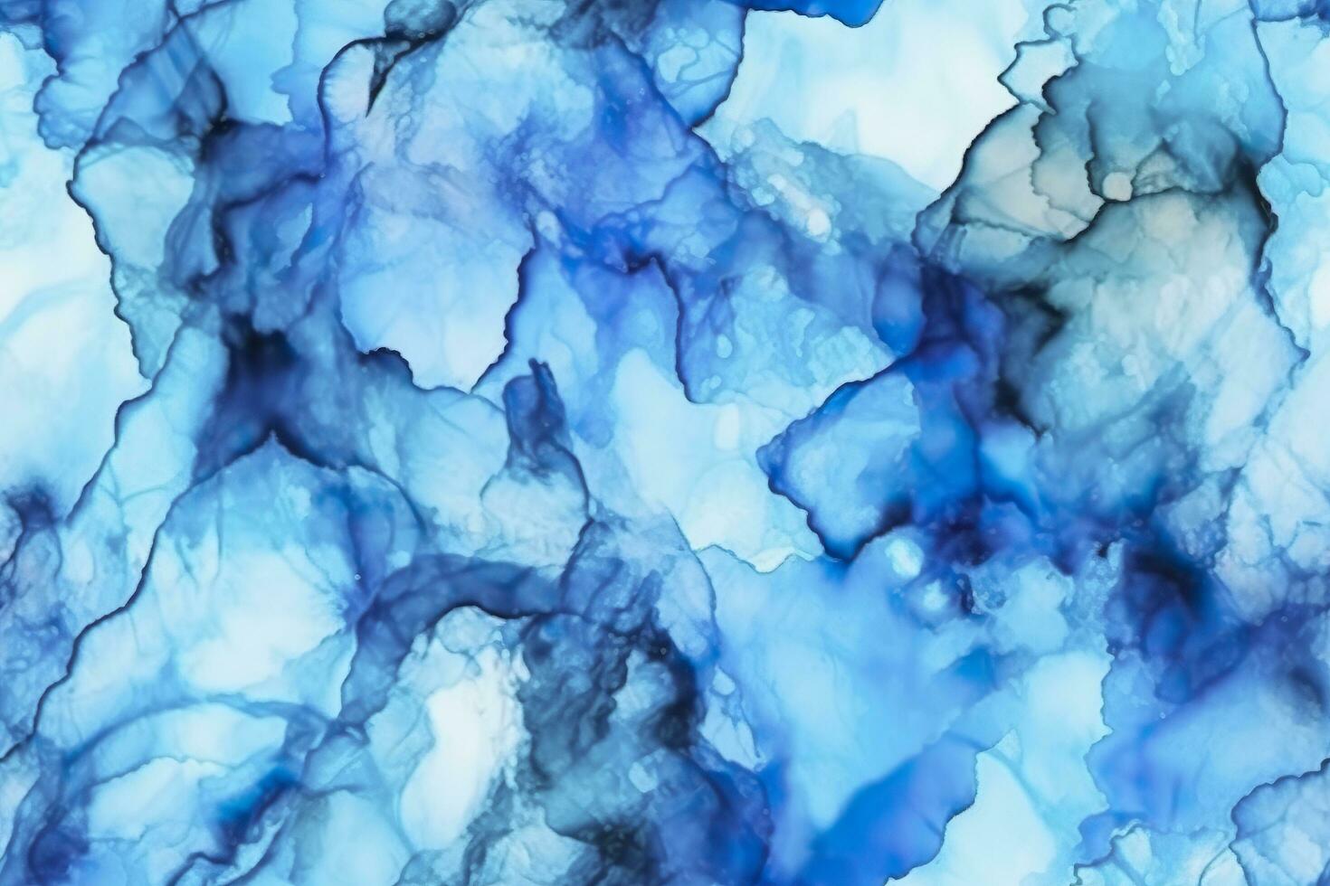 Blue alcohol ink background. Abstract delicate winter season texture. AI Generative photo