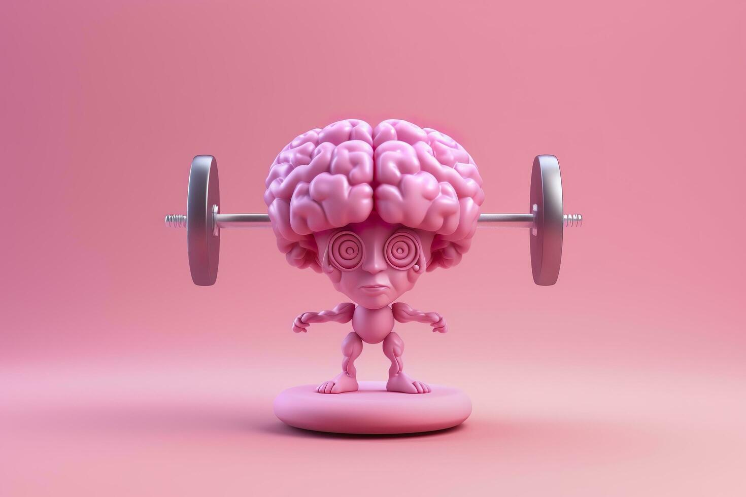 humano cerebro levantamiento pesos 3d cerebro levantamiento un pesado pesa. mente capacitación, memoria salud, Alzheimer prevención, cerebro capacitación, educación, estudiar y mental salud concepto. ai generado foto