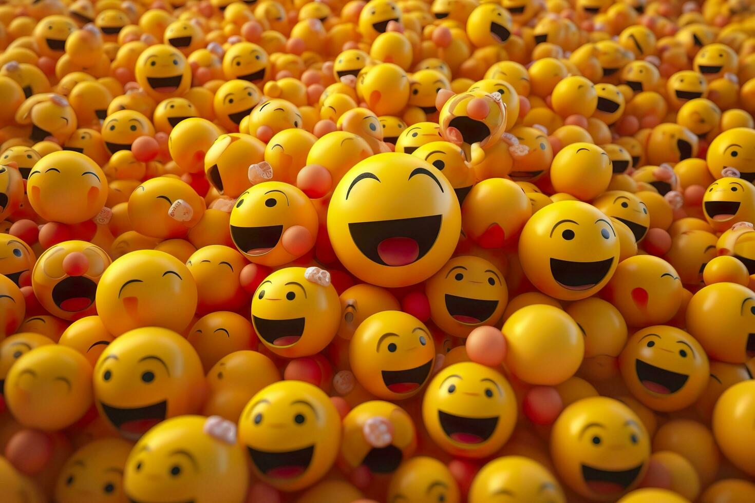 Happy and laughing emoticons 3d rendering background, social media and communications concept. AI Generative photo