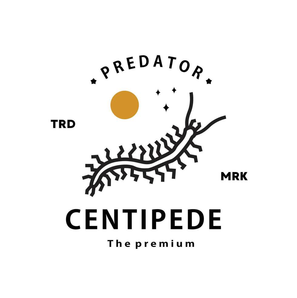 vintage retro hipster centipede logo vector outline monoline art icon