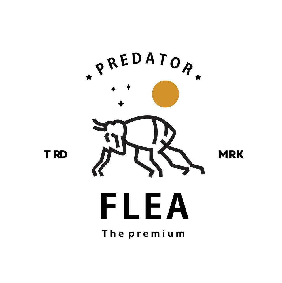 vintage retro hipster flea logo vector monoline art icon