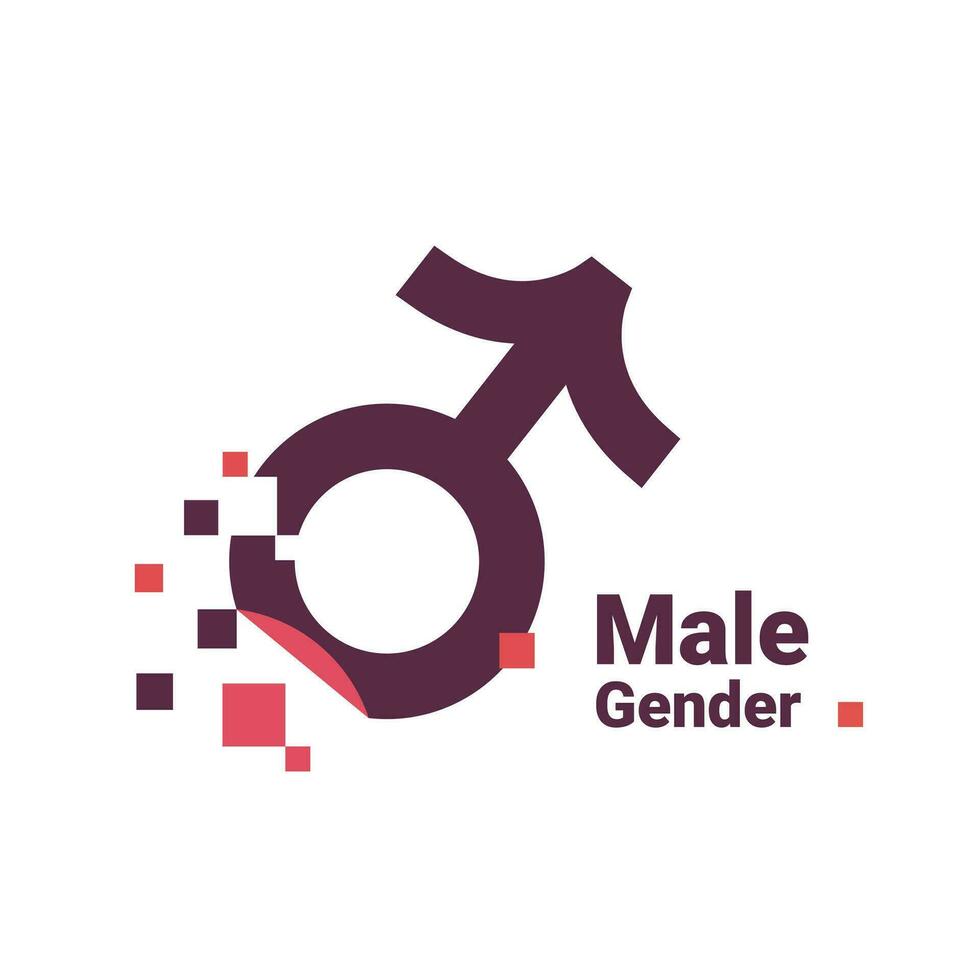 sign for men, pixel gender image logo icon isolated on white background vector