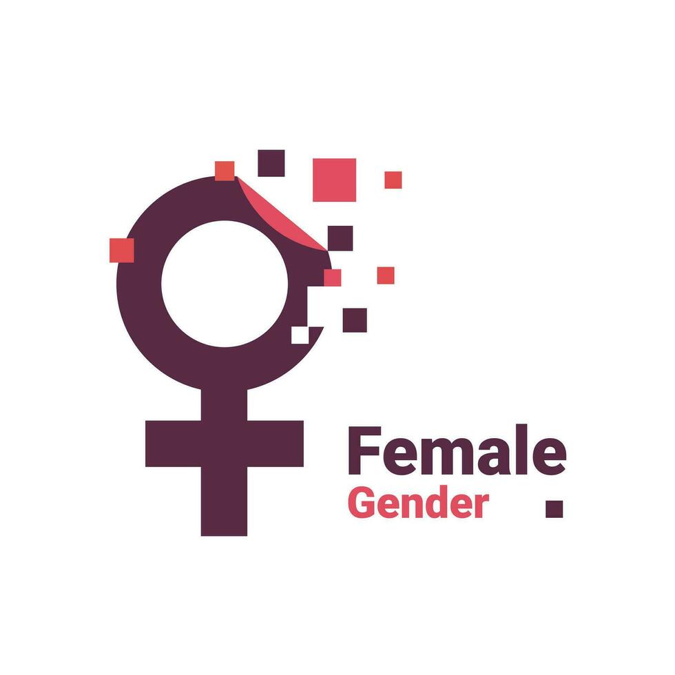 firmar para femenino, píxel género imagen logo icono aislado en blanco antecedentes vector