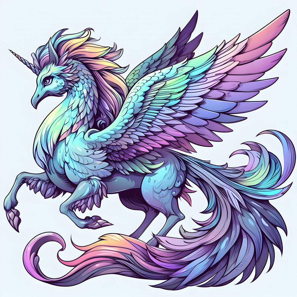 Mystical Avian Emissary, Crafting a Harmonious Fusion of Hummingbird and Unicorn Marvel. AI Generated photo