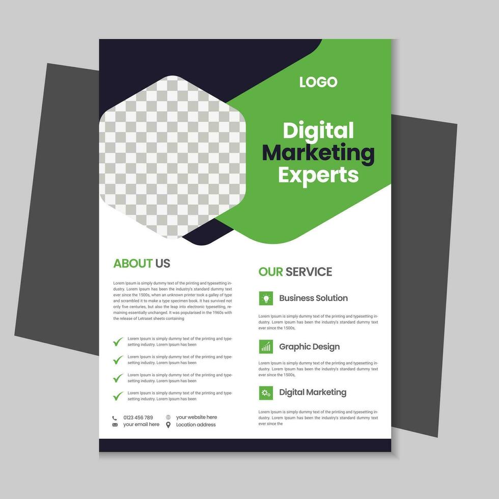 Free geometric vector shape and clean a4 flyer borchure template design, Corporate business flyer, Brochure design with mockup