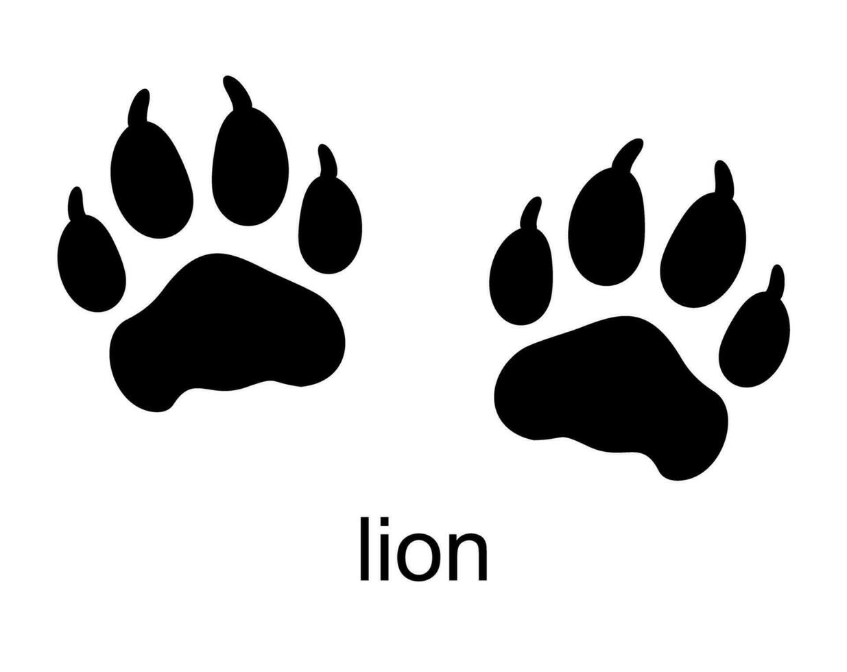 Lion track, lion footprint. Ink, silhouette Vector illustration isolated on white background