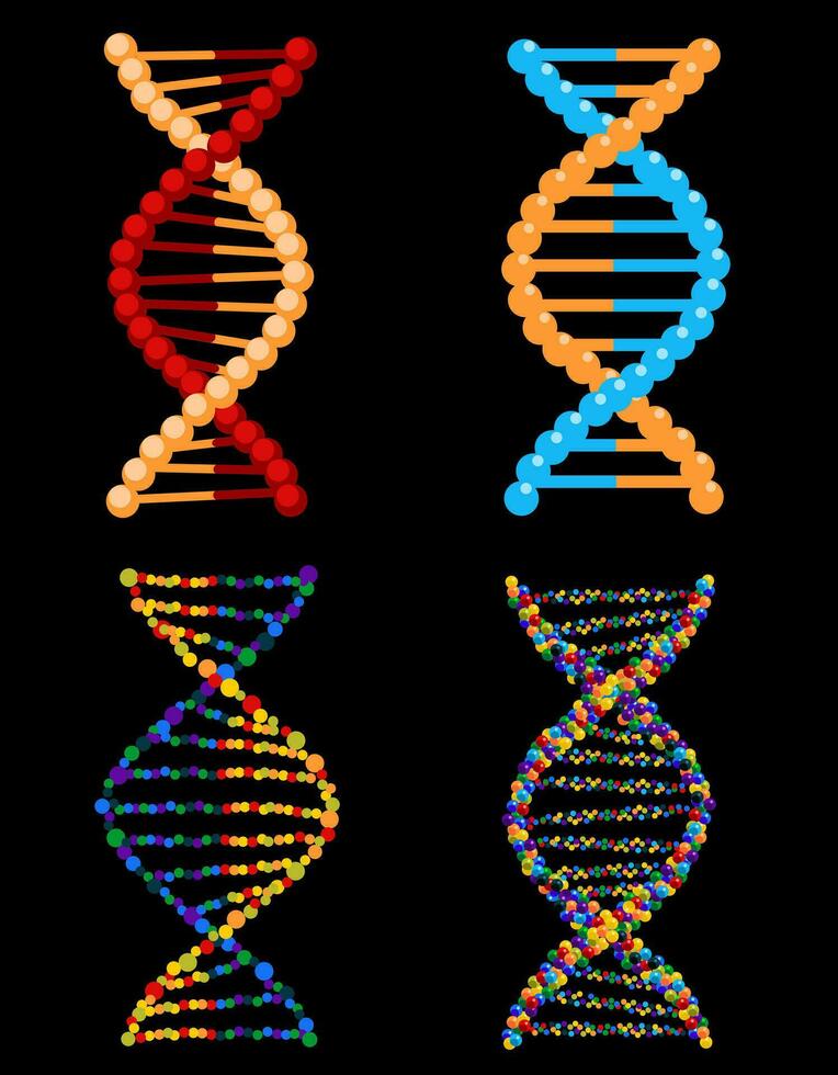 DNA, genetic sign, elements and icons collection. DNA Structure molecule icon. Vector molecule. Chromosome icon