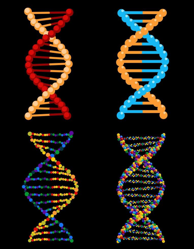 adn, genético firmar, elementos y íconos recopilación. adn estructura molécula icono. vector molécula. cromosoma icono
