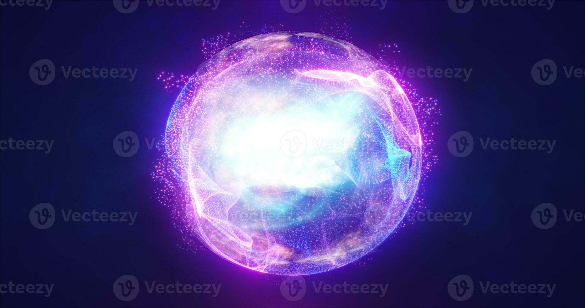 Abstract energy sphere with glowing bright particles energy scientific futuristic hi-tech background photo