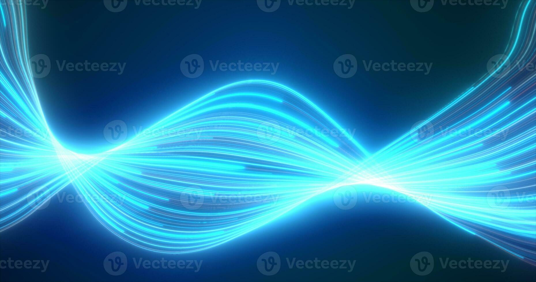 Abstract blue glowing flying waves from lines energy magical background photo