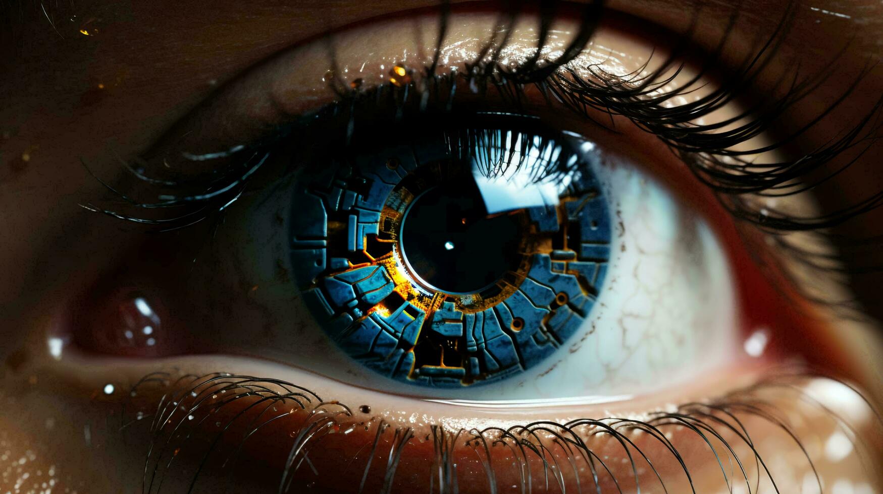 A close view of the high-tech eye. Retinal scanning for personal identification. Concept of laser vision correction, scanning and computer vision photo