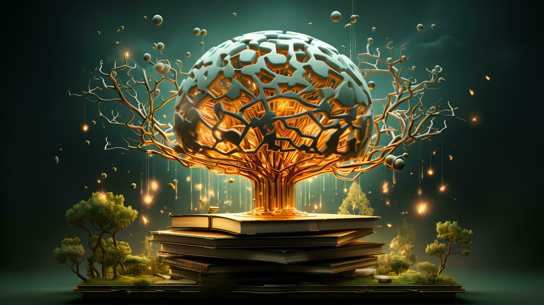 Abstract tree growing from a book. Mental training and education concept photo