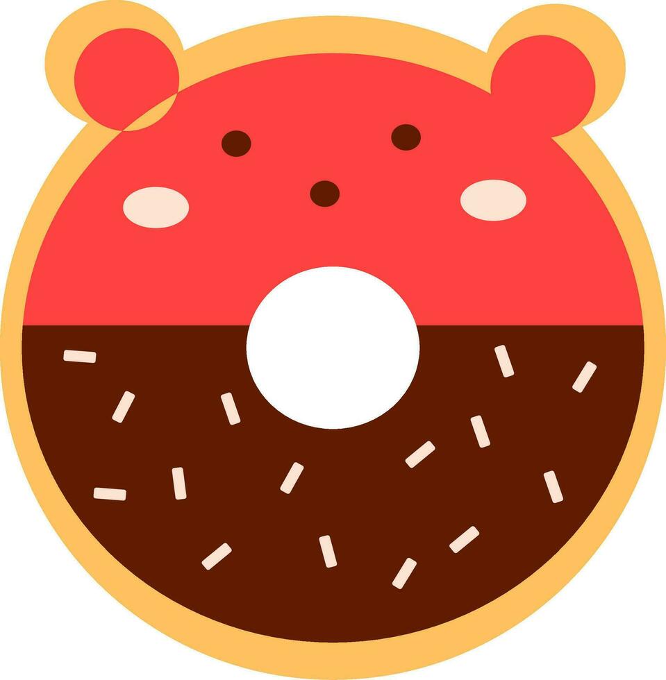 Chocolate strawberry donut vector