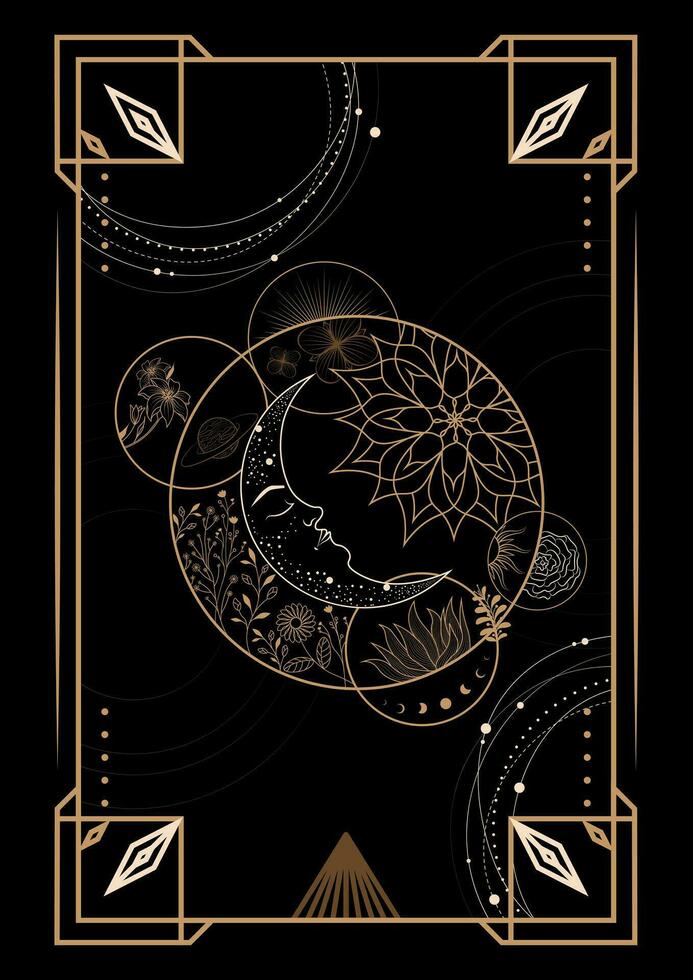 Magical Celestial Interstellar Frame Illustration vector