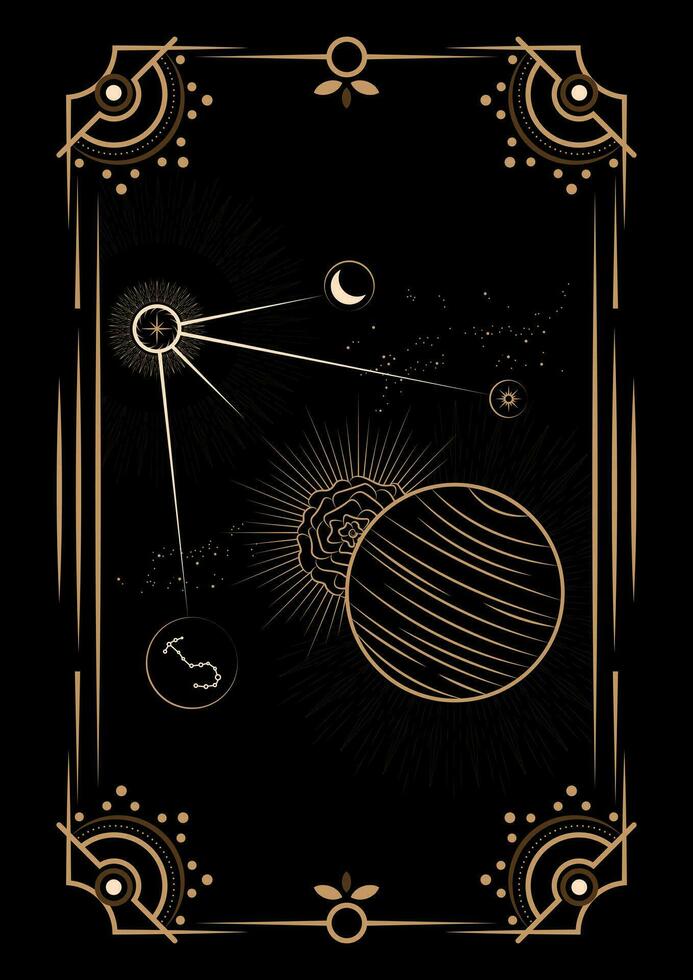 Magical Celestial Interstellar Frame Illustration vector