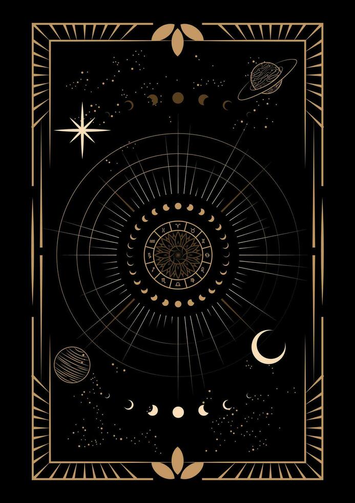 Magical Celestial Interstellar Frame Illustration vector