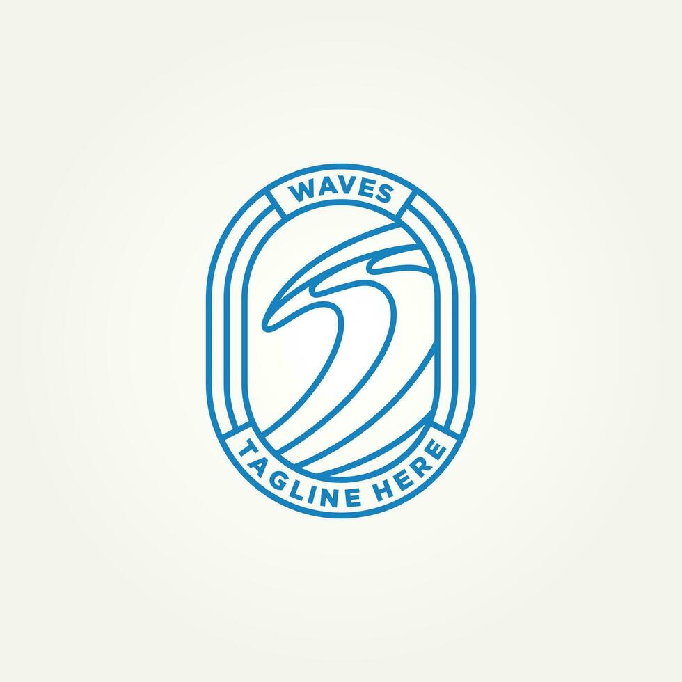 wave minimalist badge line art logo template vector illustration design